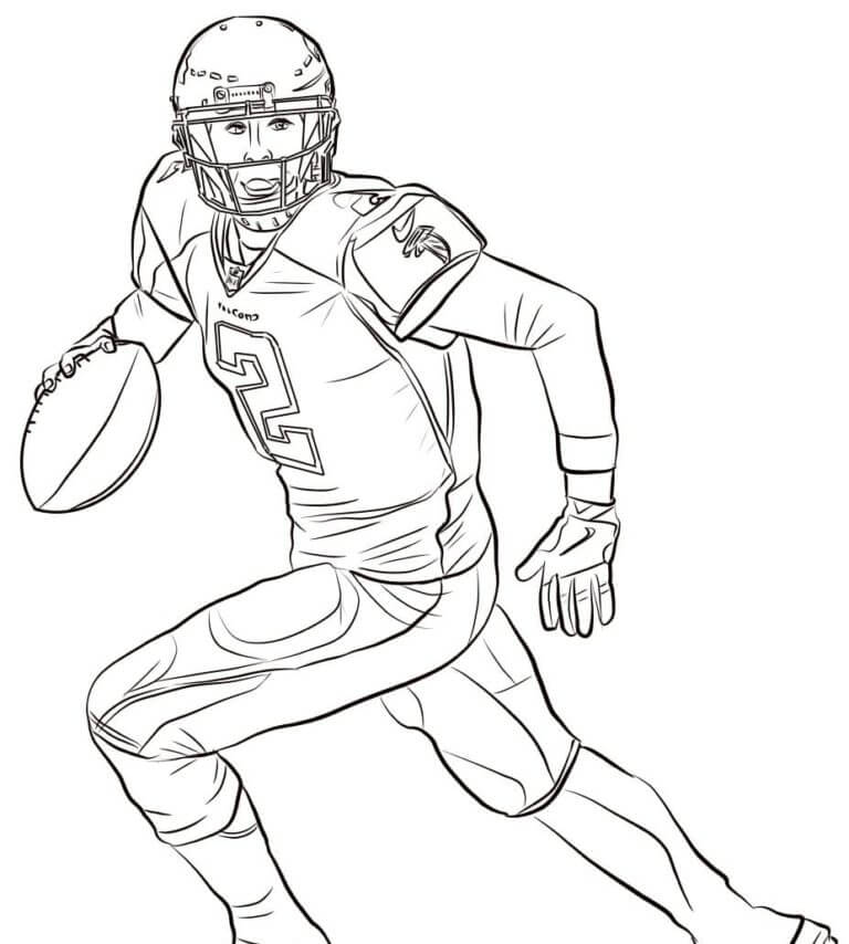 Desenhos de Jogador Número 2 Da NFL Correndo Com A Bola para colorir