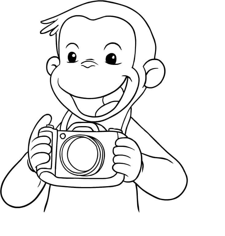 Jovem Feliz Fotógrafo Curious George para colorir