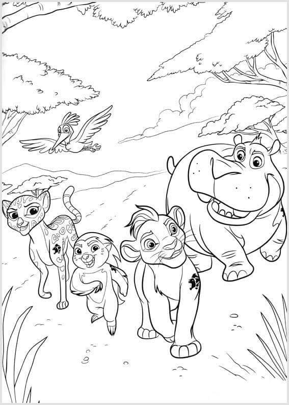 Desenhos de Kion E Seus Amigos Caminhando para colorir