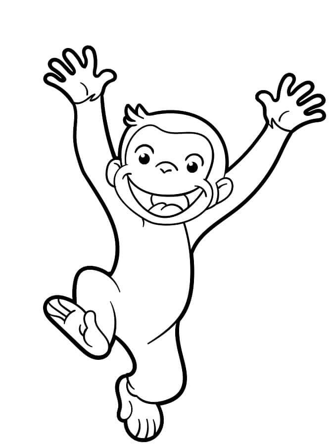 Desenhos de Macaco Alegre Pulando De Alegria para colorir