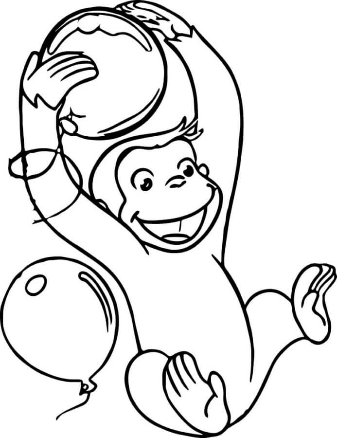 Macaco Mecânico Brinca Com Balões para colorir