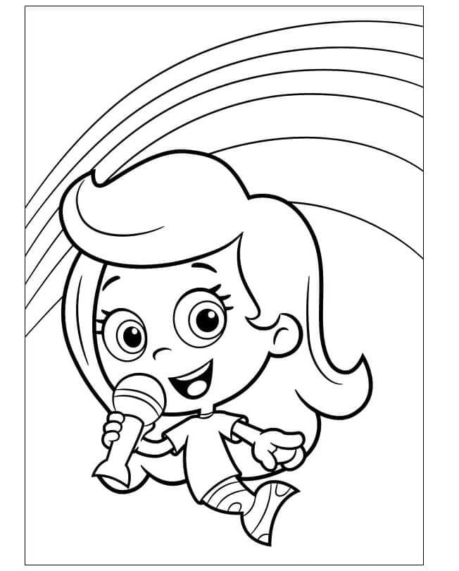 Desenhos de Menina Guppy Cantando para colorir