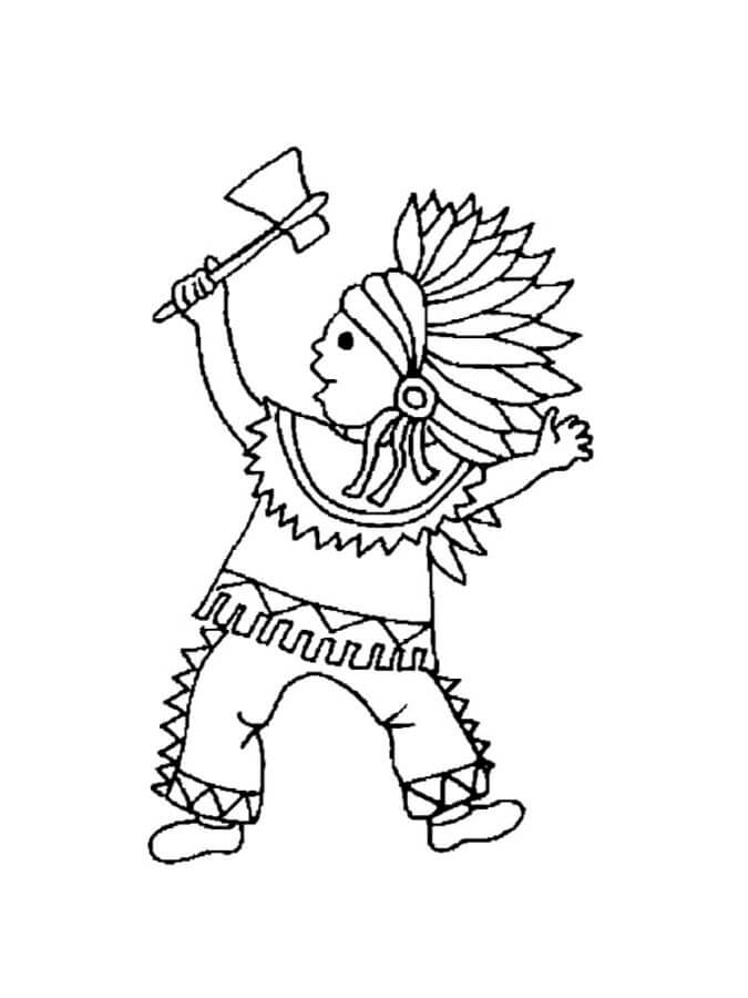 Desenhos de Menino Indiano Lança Um Grito De Guerra para colorir