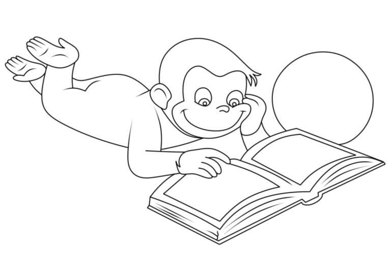Desenhos de O Curioso George Lendo Livro para colorir