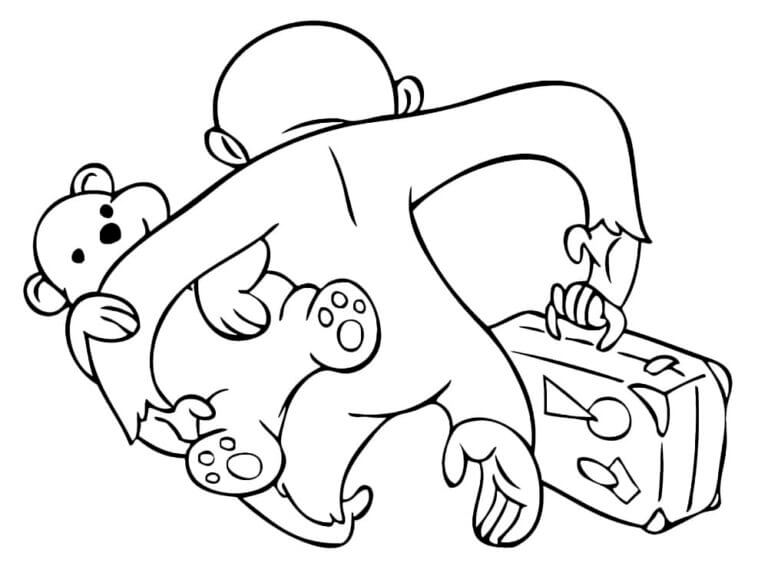 Desenhos de O Curioso George Segurando Um Ursinho De Pelúcia para colorir