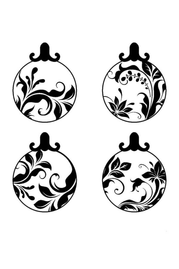 Desenhos de Ornamento Floral Cobre Bolas De Vidro Em Um Círculo para colorir