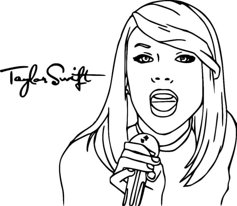 Taylor Swift Cantando Muito Bem para colorir