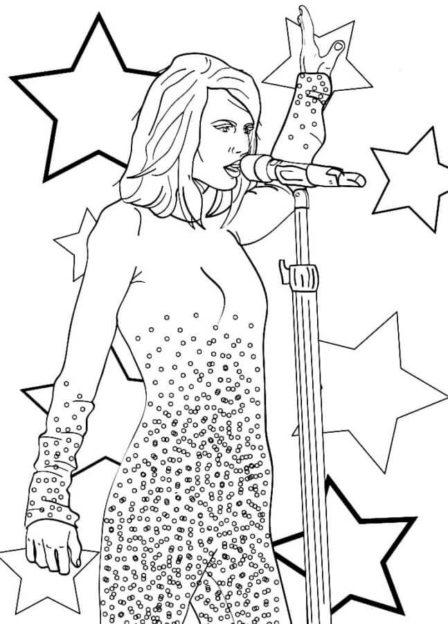 Desenhos de Taylor Swift Em Uma Roupa Legal Canta para colorir