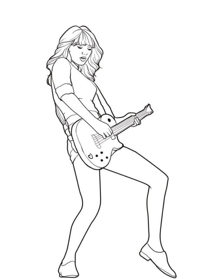 Desenhos de Taylor Swift Tocando Guitarra para colorir