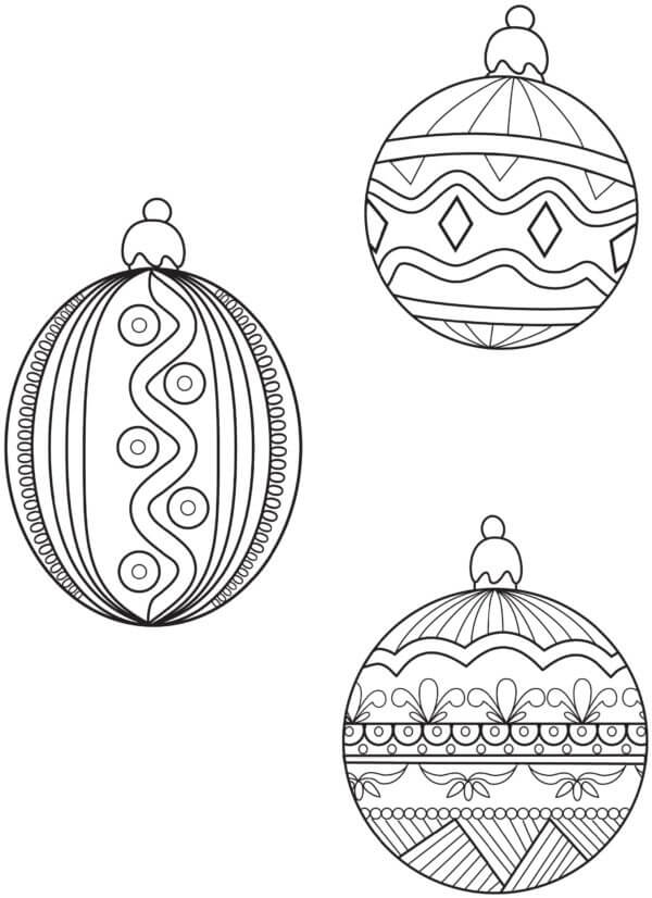 Desenhos de Três Enfeites De Natal para colorir