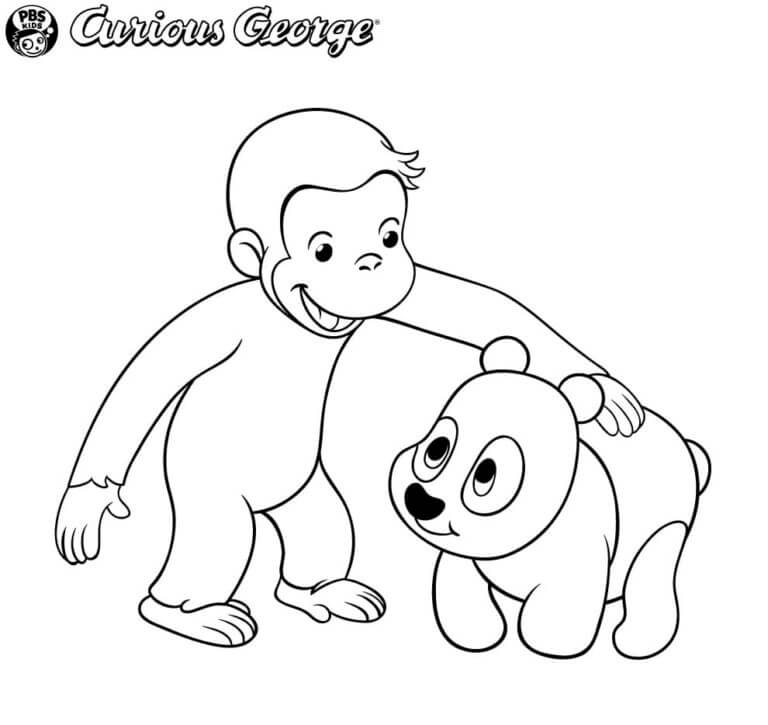 Desenhos de Ursinho De Pelúcia Faz Amizade Com O Curioso George para colorir