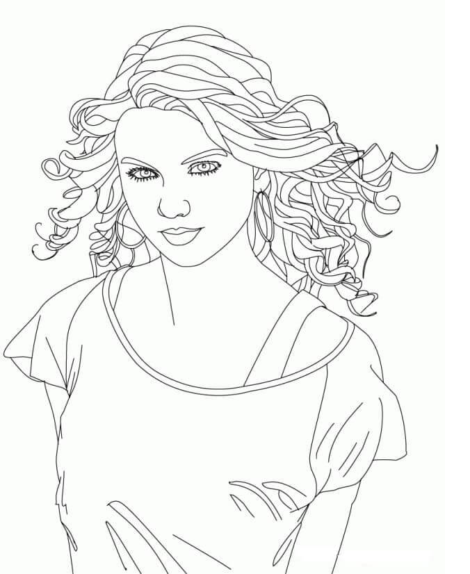 Desenhos de Vento Sopra No Cabelo De Taylor Swift para colorir