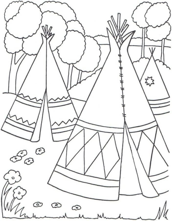 Desenhos de Wigwams Indianos para colorir