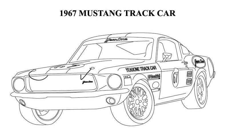 Desenhos de Carro De Corrida Mustang 1967 para colorir