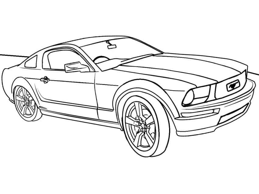 Carro Mustang Na Estrada para colorir