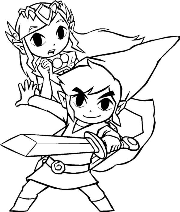 Chibi Link Resgata Sua Princesa Novamente para colorir