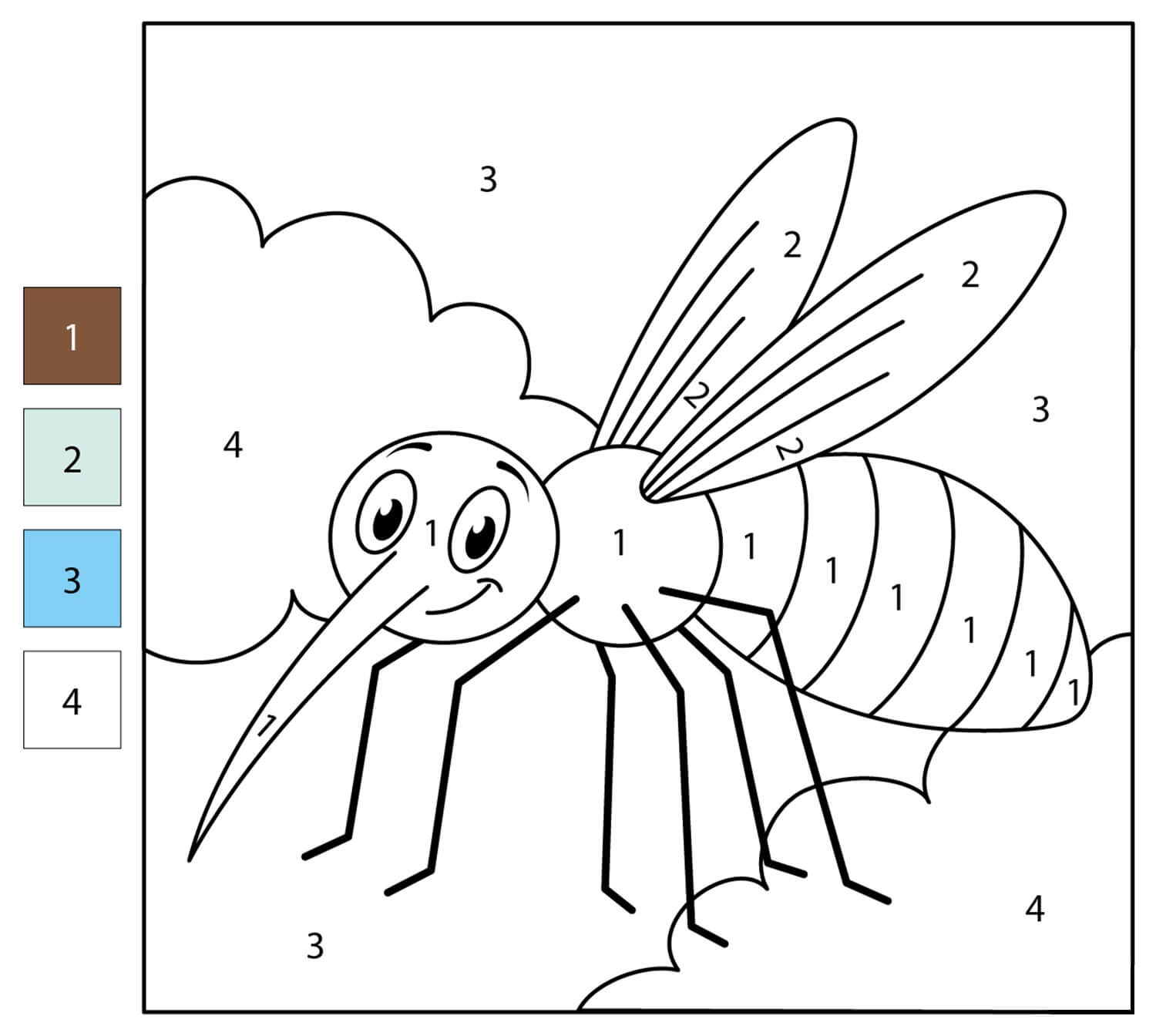 Desenhos de Cor Do Mosquito Por Número para colorir