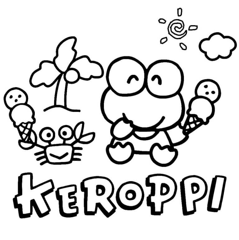 Desenhos de Keroppi Adora Sorvete para colorir