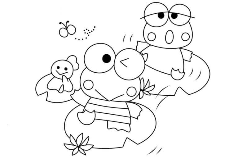 Desenhos de Keroppi Fofo e Amigo para colorir