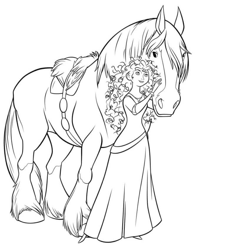 Desenhos de Mérida Abraça Cavalo para colorir