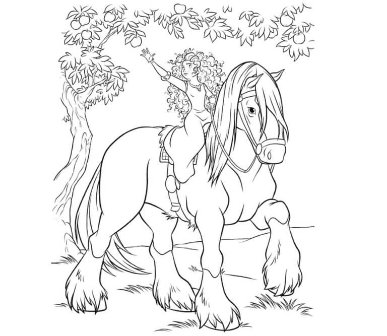 Desenhos de Mérida Equitação a Cavalo para colorir