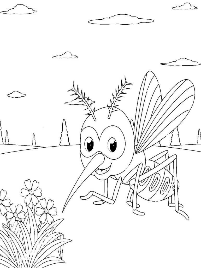 Mosquito Divertido De Desenho Animado para colorir