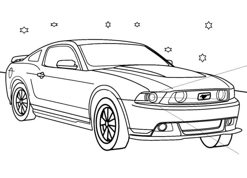 Desenhos de Mustang à Noite para colorir