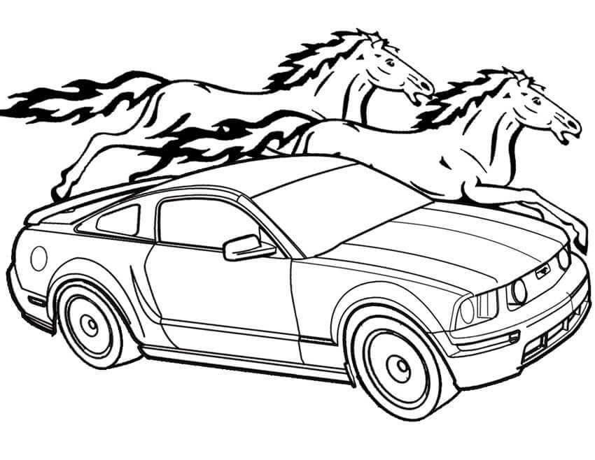 Desenhos de Mustang Com Dois Cavalos para colorir