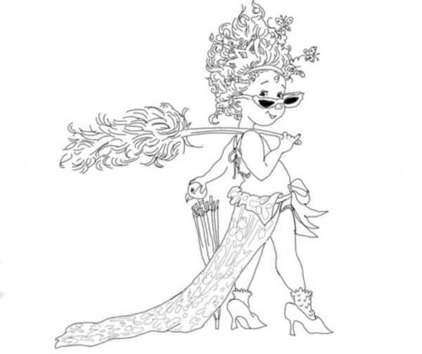Desenhos de Nancy Chique Com Árvore e Guarda-Chuva para colorir