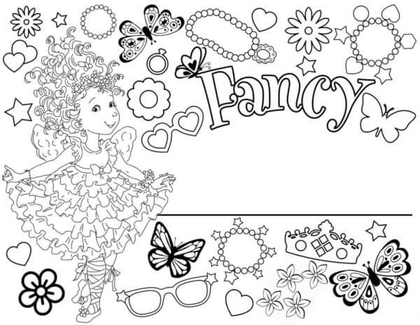 Desenhos de Nancy Clancy Dançando Balé Com Flores E Borboletas para colorir