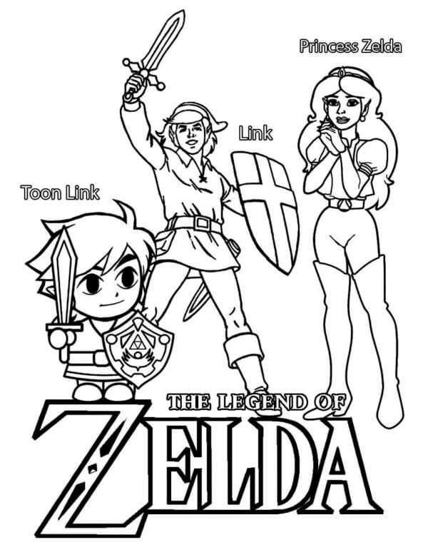Desenhos de Personagens Importantes Da Série de Videogames The Legend Of Zelda para colorir