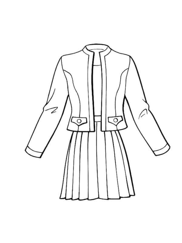 Desenhos de Vestido Curto Com Jaqueta para colorir