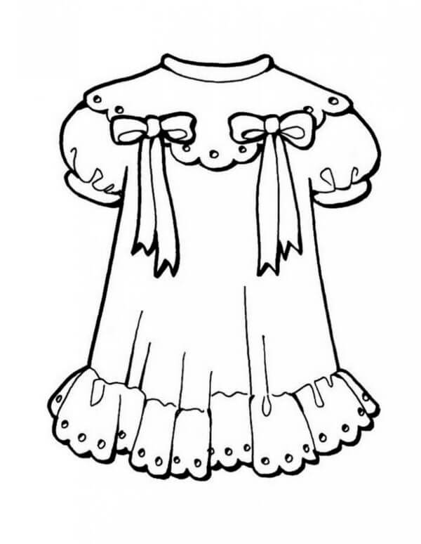 Desenhos de Vestido De Menina Com Laços para colorir