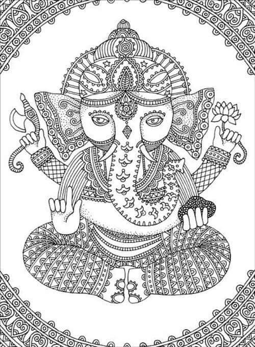 Anti-stress Ganesha para colorir