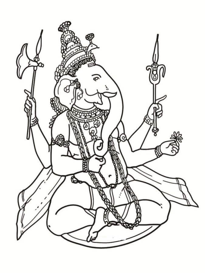 Desenhos de Ganapati Ganesha para colorir