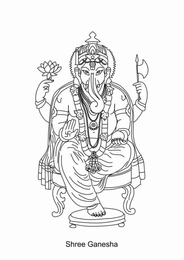Desenhos de Shri Ganesha para colorir