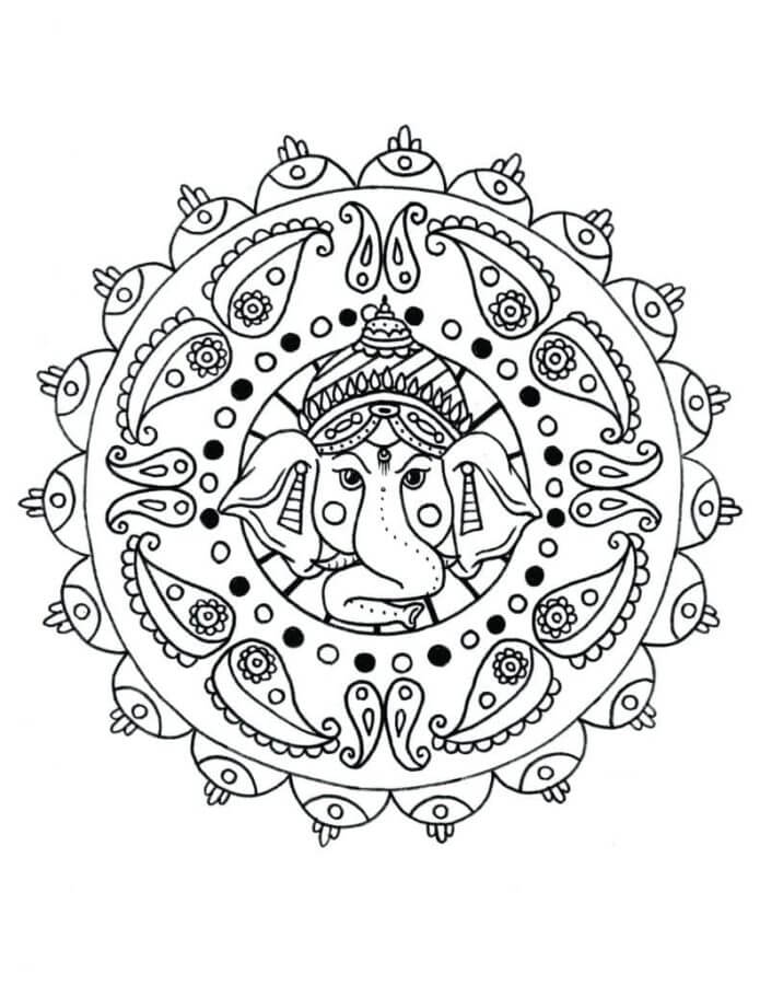 Desenhos de Zentangle Ganesha para colorir