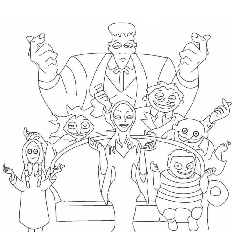 Desenhos de A Família Addams Meditando para colorir