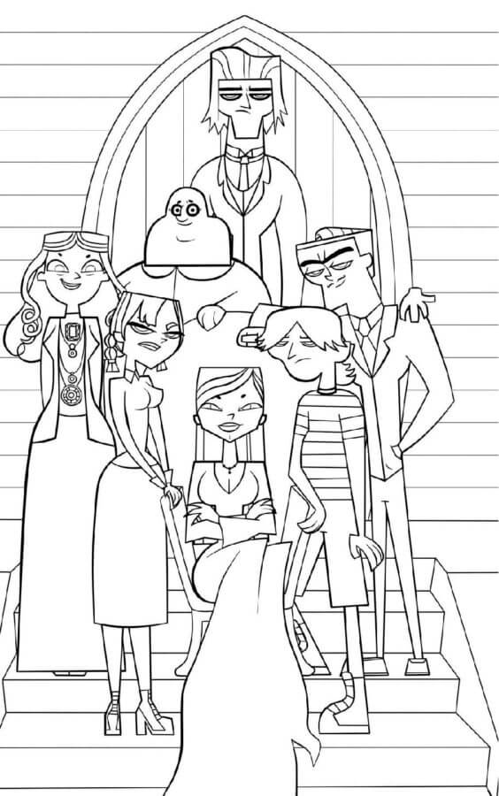 Desenhos de A Família Addams Nas Escadas para colorir