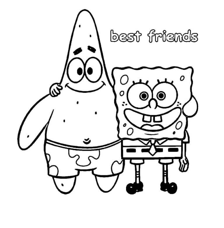 Desenhos de Amizade Bob Esponja e Patrick para colorir