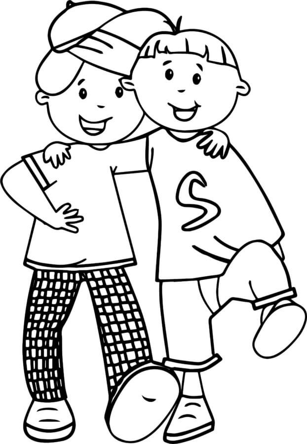 Desenhos de Amizade De Dois Meninos para colorir
