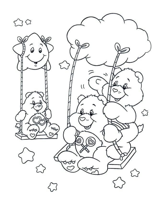 Desenhos de Balanço De Jogo De Amizade De Ursinhos De Pelúcia para colorir