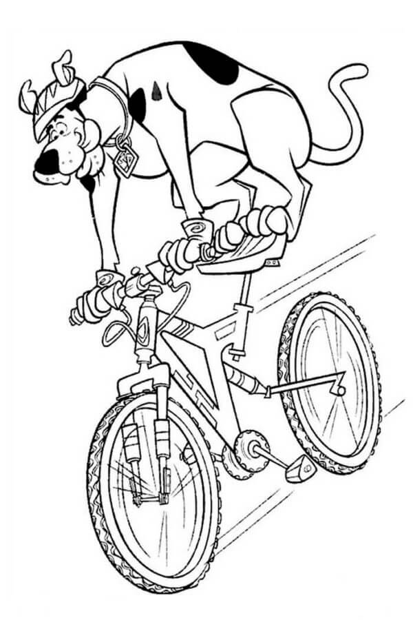 Bicicleta De Condução Scooby-Doo para colorir