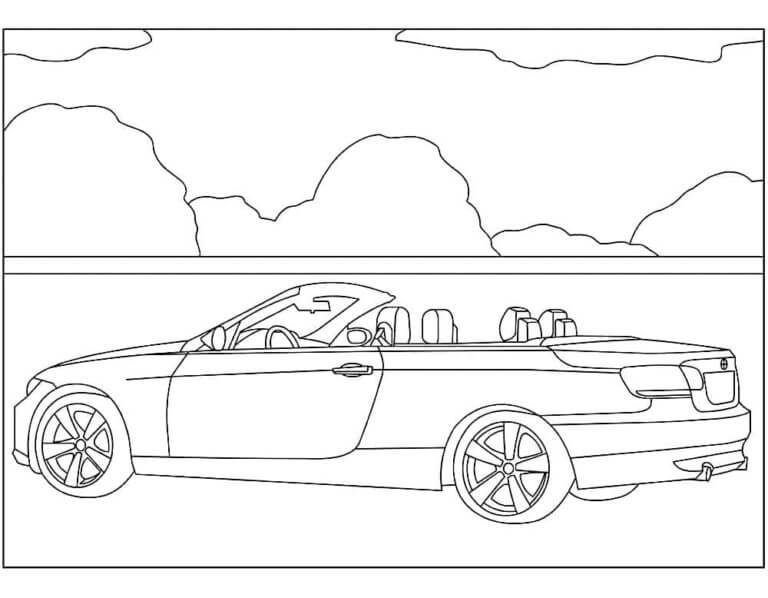 Desenhos de BMW Conversível No Fundo Das Nuvens para colorir