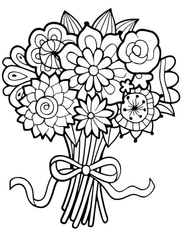Desenhos de Buquê Festivo De Flores Da Primavera para colorir
