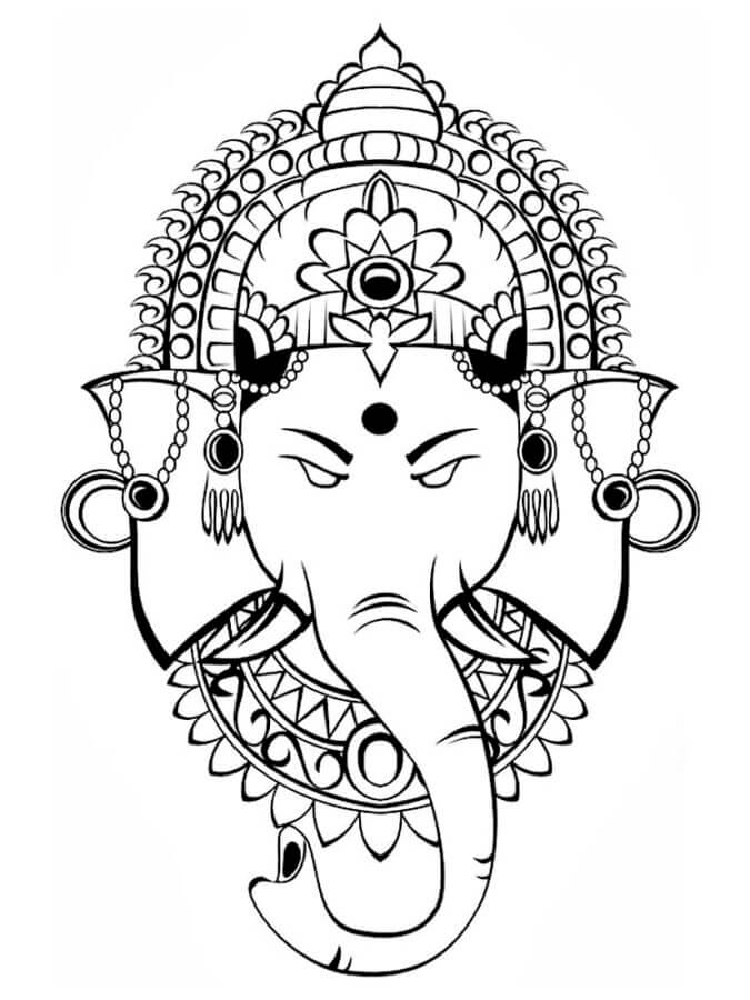 Cabeça De Ganesha para colorir