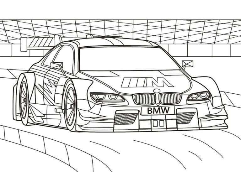 Carro De Corrida BMW M Na Pista para colorir