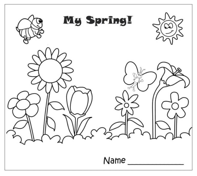 Desenhos de Cartão Postal Com Flores De Primavera para colorir