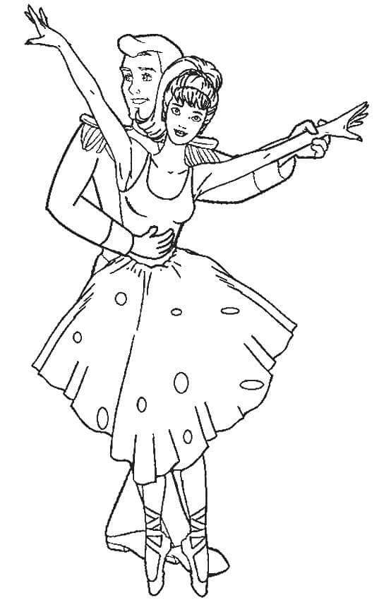 Casal Bailarina para colorir
