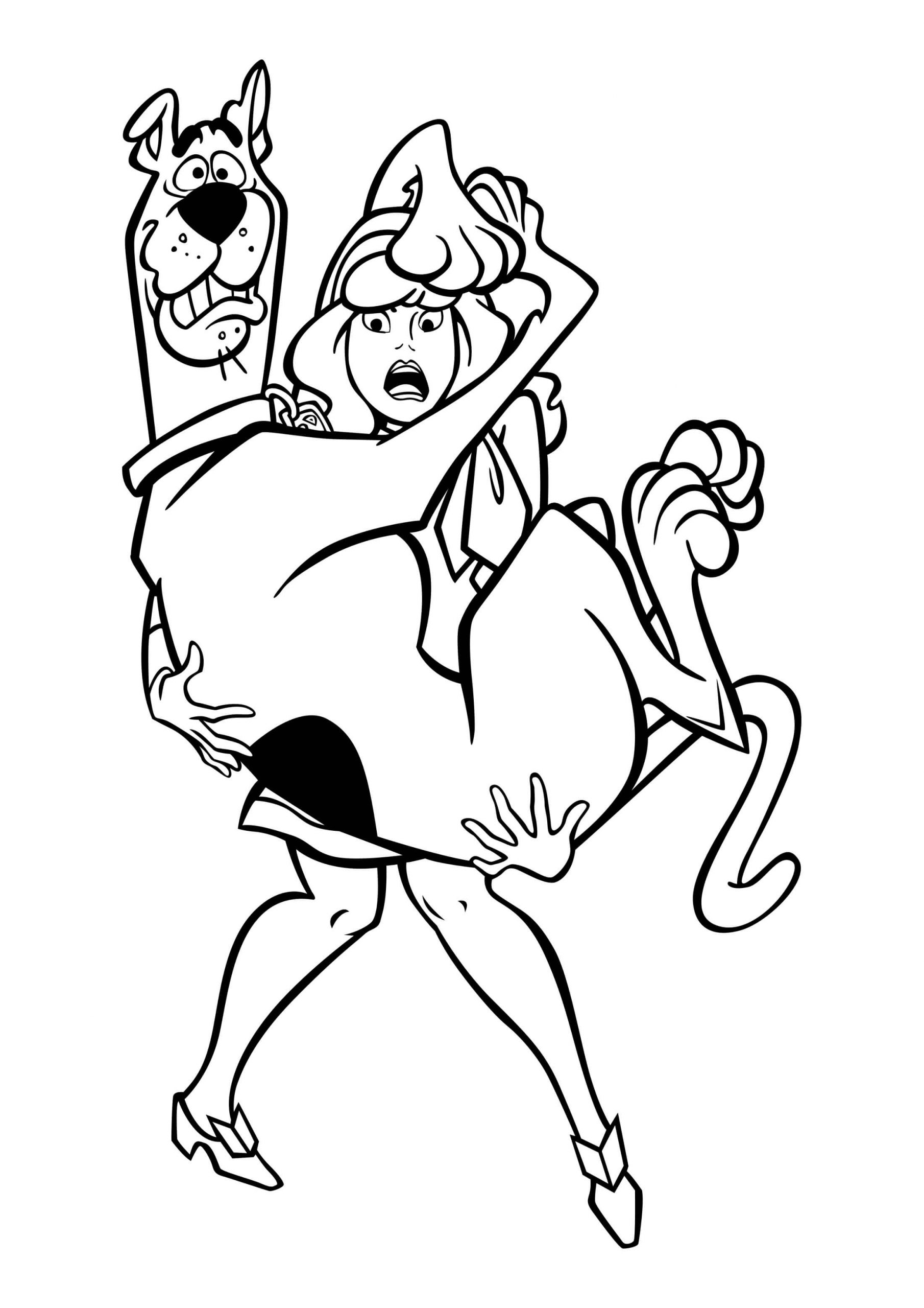 Daphne Blake Segurando Scooby Doo para colorir